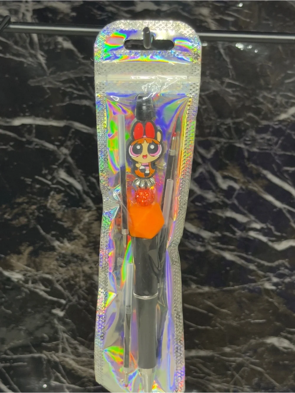 Blossom from Power puff Girls Focal Bead Pen Black & Blu Ink